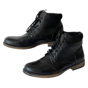 Arizona Mens Black Leather Chukka Boots Combat Boot Lace Up Shoes, Sz 10.5
